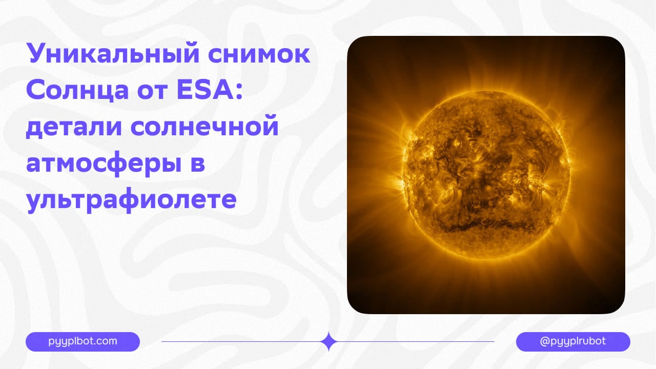Уникальный снимок Солнца от ESA: детали солнечной атмосферы в ультрафиолете